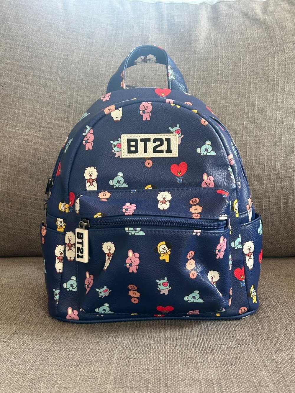BT21 Blue Mini Backpack Faux Leather Cute Character Graphics K-Pop BTS Merch